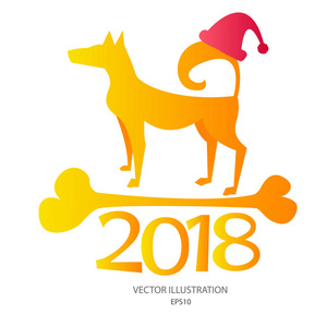 黄色狗在新年标志载体