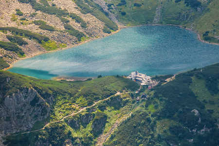 波兰高 Tatra 山脉五湖流域鸟瞰图