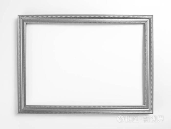 白色背景画或画的银色框架