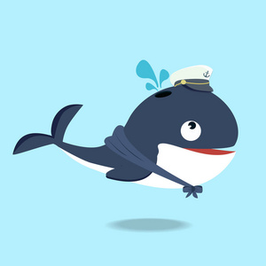 可爱的鲸鱼在水手西装卡通