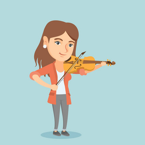 年轻白种妇女演奏小提琴