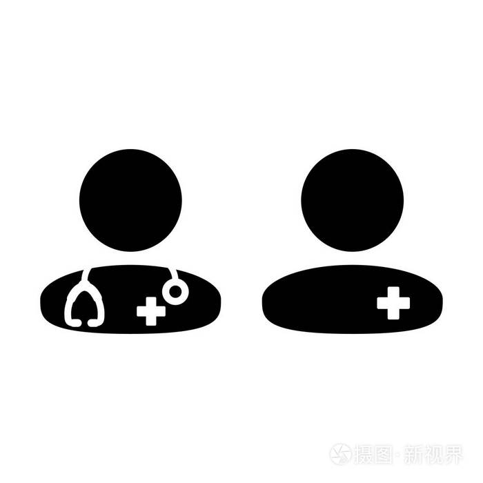 医生图标向量病人医学咨询和助理男性头像符号标志符号象形插图