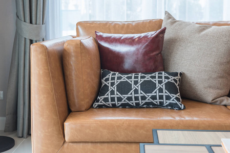 现代风格的客厅与现代棕色沙发图片