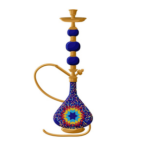 白色背景的传统土耳其陶瓷蓝色水烟壶