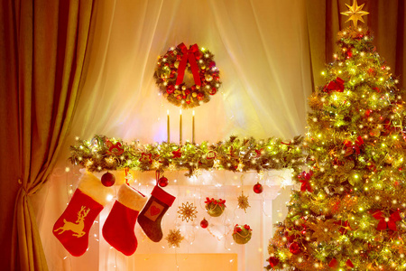 圣诞树, 放养和花圈, 假日照明室装饰, 圣诞节灯