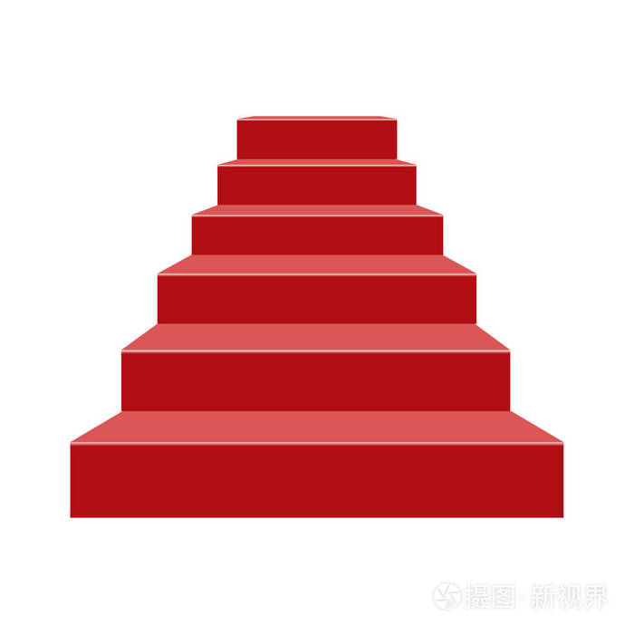 红色台阶讲台以6步矢量插图