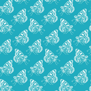 蓝色背景蝴蝶的无缝模式