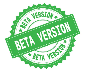 带有锯齿形边框的 Beta 版绿色文本圆形图章