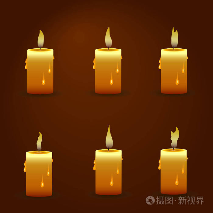 矢量蜡烛带火上透明背景的动画.火焰动画的效果图