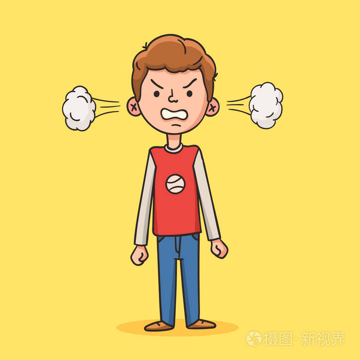 卡通风格的愤怒男孩