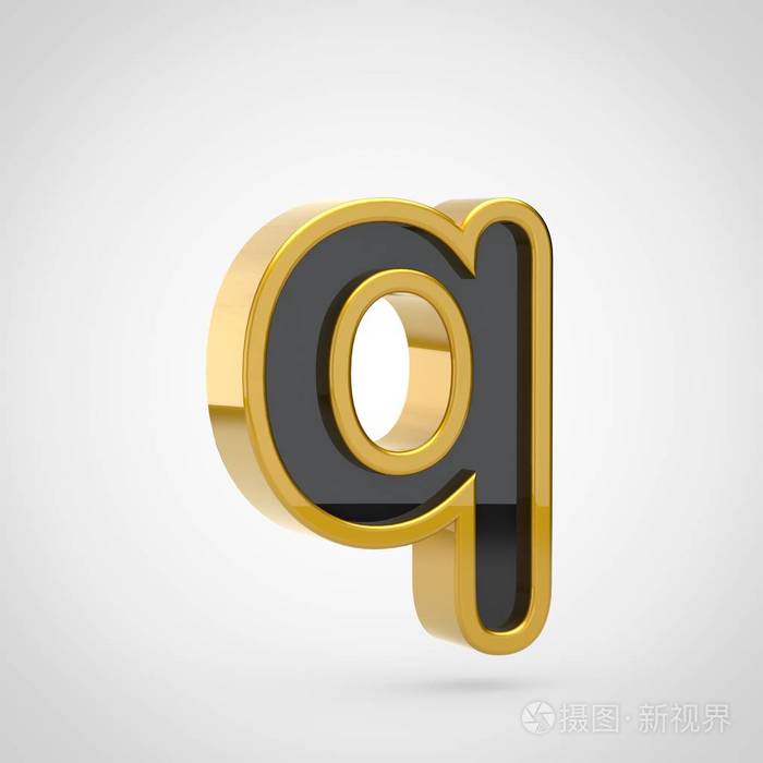 带金色轮廓的小写字母q