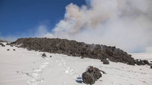 西西里岛的埃特纳火山火山喷发