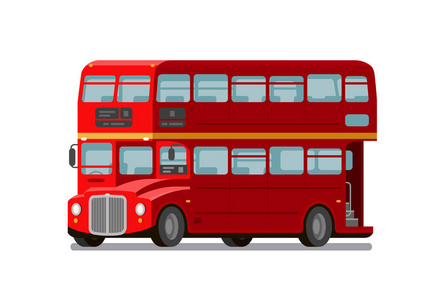 伦敦双层红巴士。英格兰的象征。矢量平面图