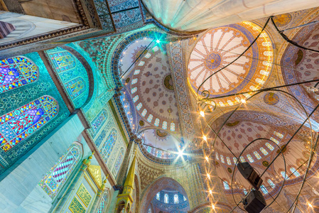 蓝色清真寺也被称为苏丹艾哈迈德清真寺或苏丹艾哈迈德清真寺在伊斯坦布尔, 土耳其