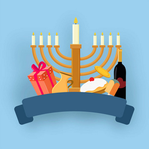 犹太节日光明节与烛台 传统烛台, d