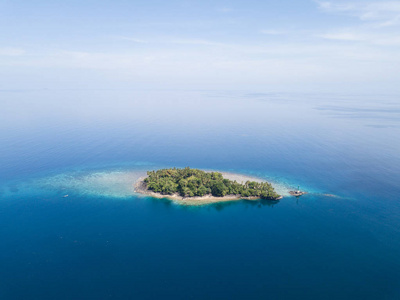 一个美丽的边缘珊瑚礁生长在印度尼西亚班达海的一个偏远岛屿的边缘。 这个热带地区以其非凡的海洋生物多样性而闻名。