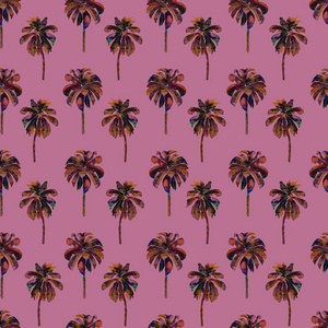 棕榈图案异国情调的水彩无缝图案