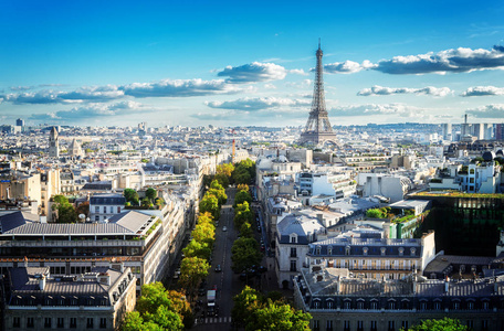埃菲尔巴黎和旅游城市景观