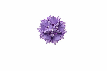 紫色花折纸在白色