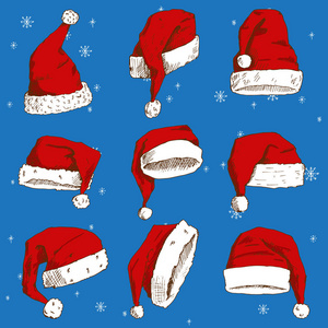 圣诞圣诞老人帽子矢量诺埃尔孤立插图新年基督徒圣诞派对设计装饰帽元素