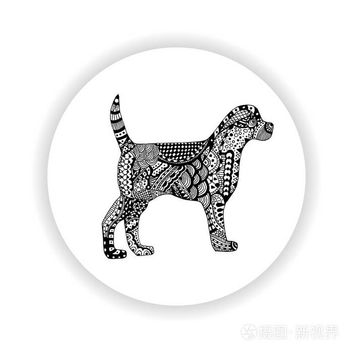 黑白狗手画图案