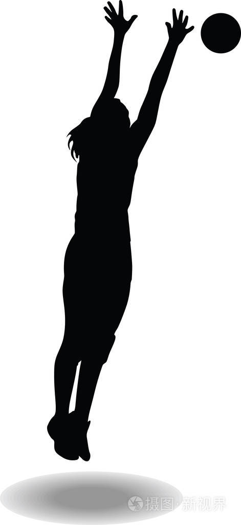 摄图新视界 插画 人物 排球妇女球员剪影.eps