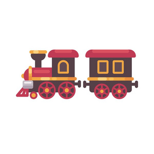 玩具火车平面插图。圣诞礼物图标