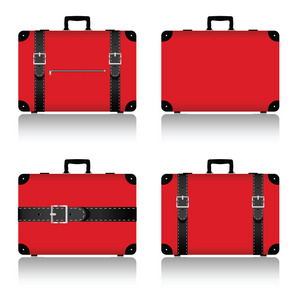 旅行手提箱设置为红色插图