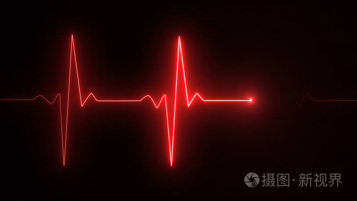 心电图心电图示波器屏幕红色插图背景照片-正版商用xr