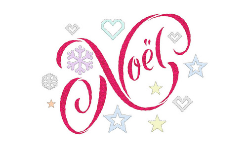 Joyeux 诺尔法国圣诞刺绣的字体和装饰为节日贺卡设计。矢量圣诞针织书法文本, 新年鹿或雪花装饰白色背景