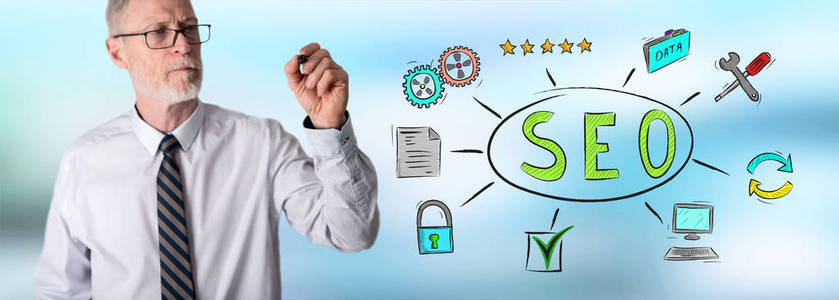 商人素描的 seo 概念