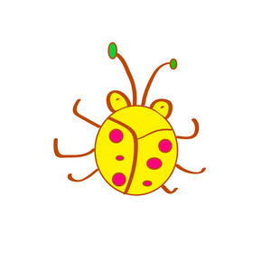 一个小美丽的黄色甲虫。象征自然, 春天或夏天。矢量插图