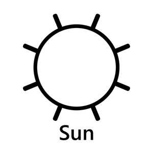 太阳符号旋转连接黑色文本