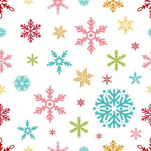 雪花无缝图案圣诞快乐新年寒假背景装饰纸矢量插画