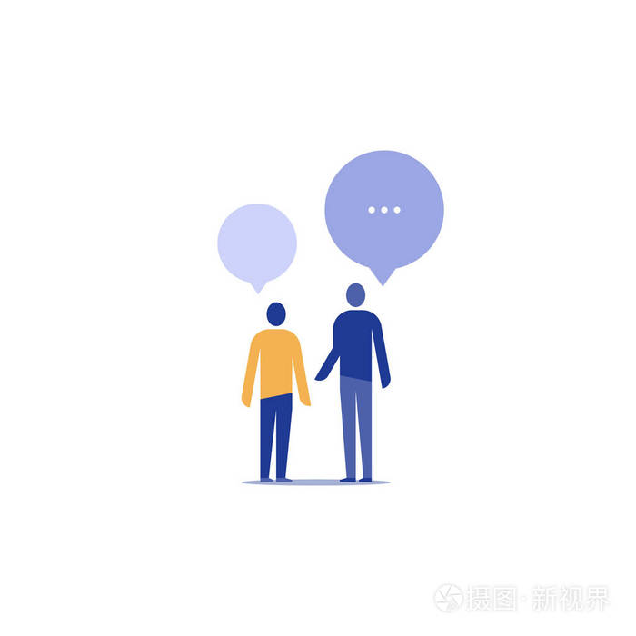 沟通与合作概念, 两个同事谈话, 讨论一个项目