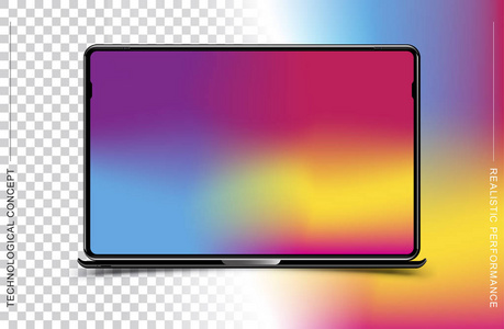 模板逼真的黑色笔记本电脑的颜色和透明的背景