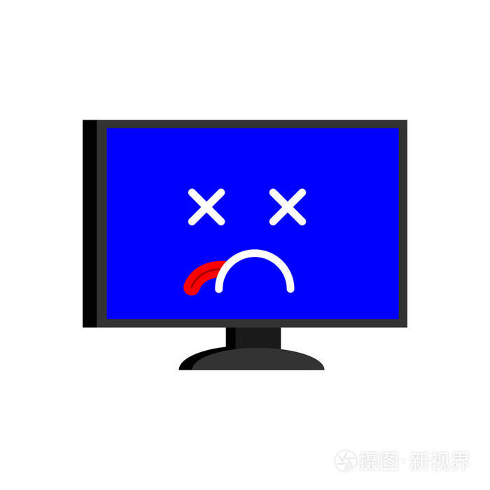 电脑坏了死的个人计算机表情.蓝屏的死亡.病媒