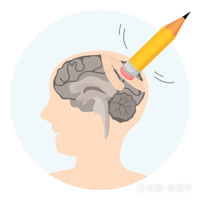 脑损伤与人的外形和 erasor 的抽象例证