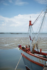渔船站在泰国。