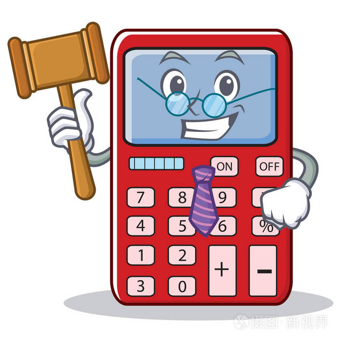 法官可爱的计算器字符卡通