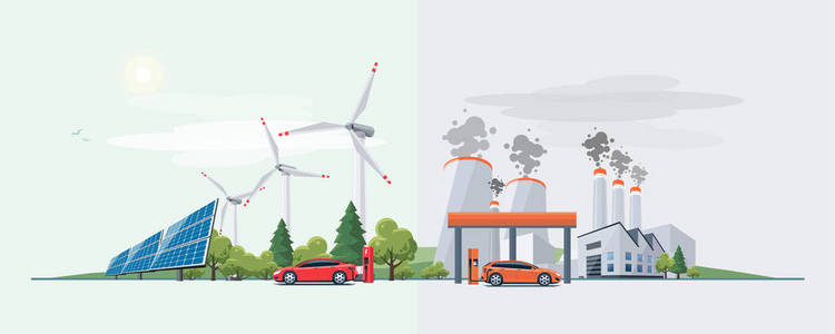 电动汽车与化石燃料能源