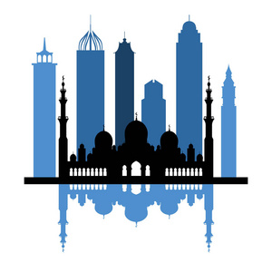阿拉伯联合酋长国摩天大楼 silhouet 向量插图