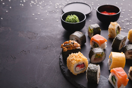 寿司和卷背景, 日本料理