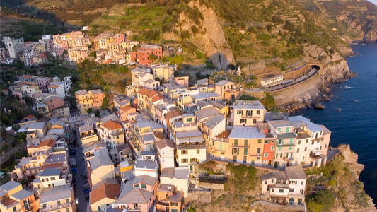 Manarola 鸟瞰图, 五土地, 意大利