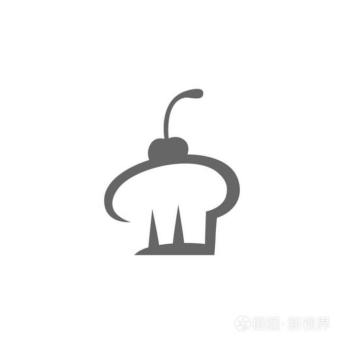 白色上的抽象樱桃小蛋糕符号图标. 用于标识