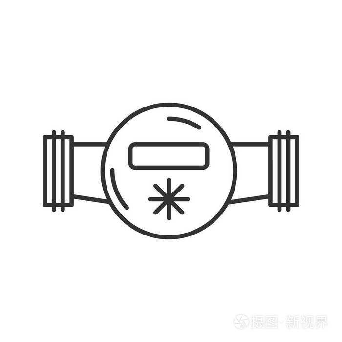 水表线性图标 细线插图 轮廓符号 矢量孤立轮廓图