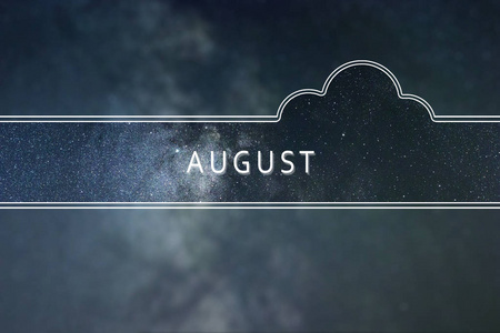 8月词云彩概念。空间背景