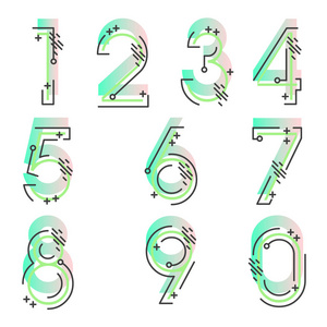 十个数字集合，从零到九个数字平面设计