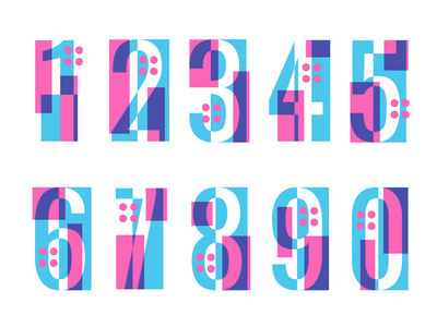 十个数字集合，从零到九个数字平面设计