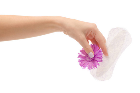 女性手卫生巾一朵花